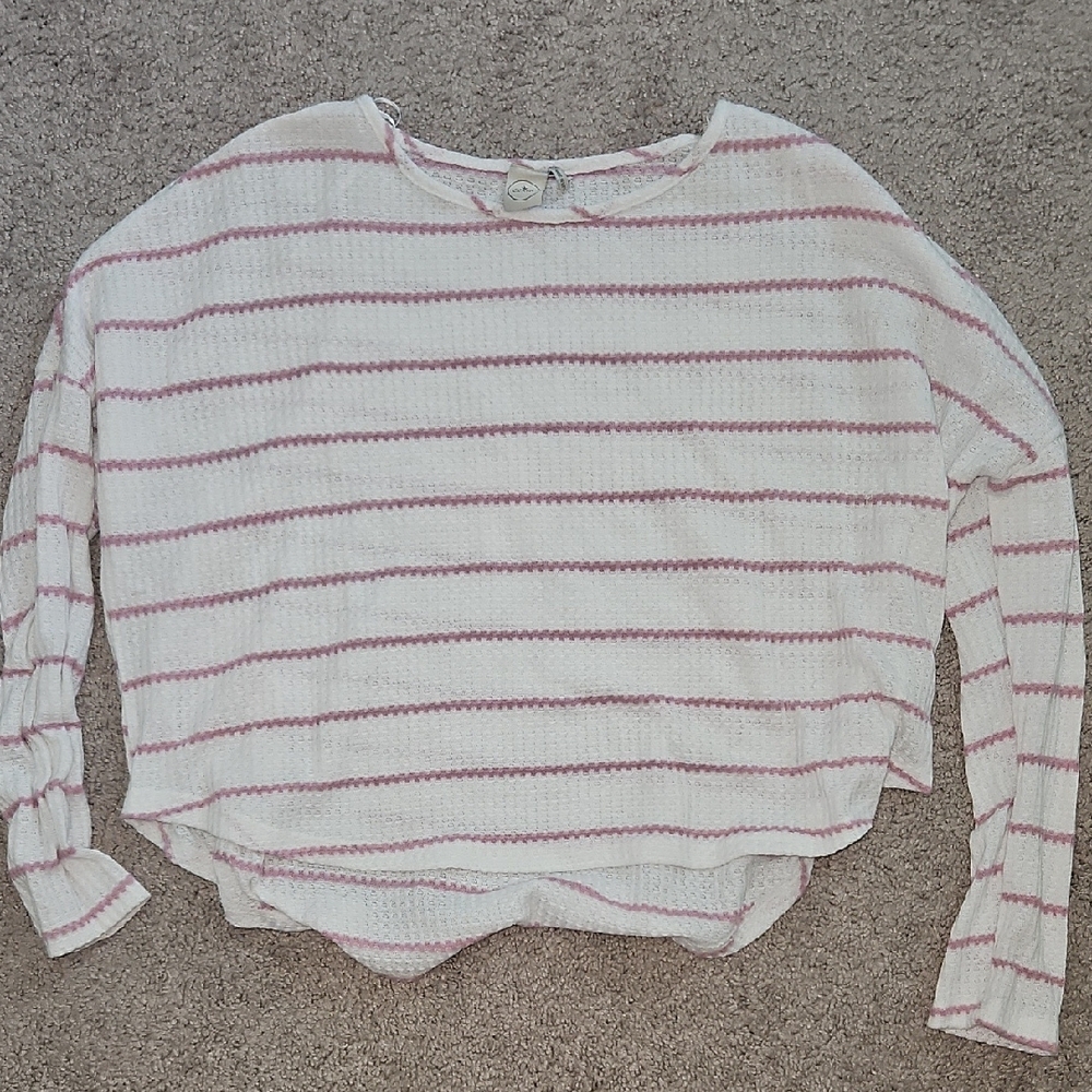 Paper Crane White and Pink Stripped Long Sleeve Shirt